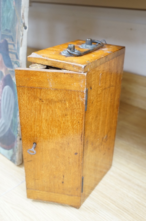 An R&J Beck London cased brass microscope, 31cm high. Condition - good